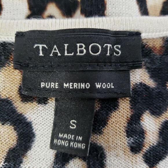Talbots Womens Sweater Small Pure Merino Wool Lightweight Pullover Animal Print - Picture 8 of 9